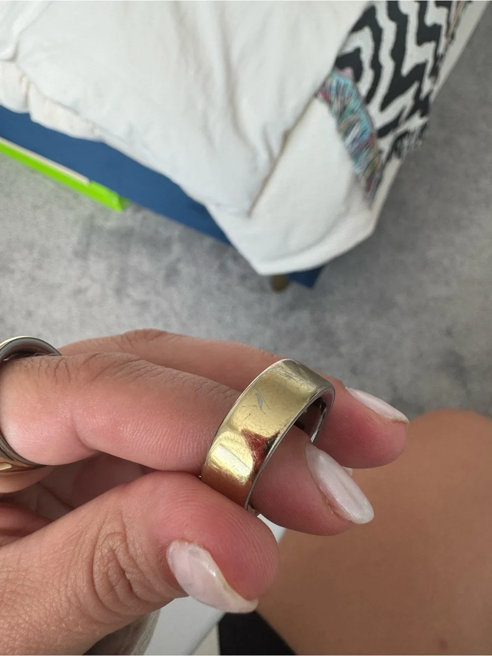 Simple Two-Tone Metal Band Ring - Gold & Silver